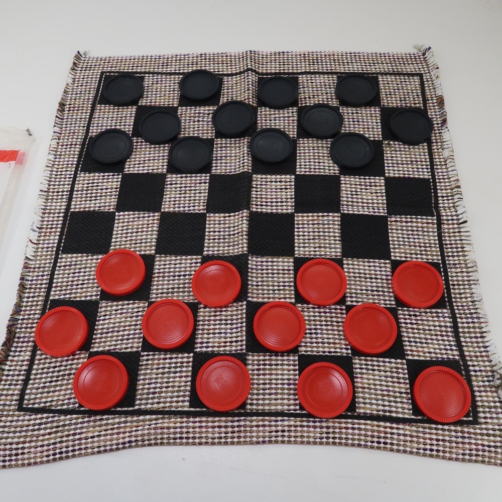 Checkers Gameboard Lite Woven Blanket 27"X 27" with 24 Checker Pieces